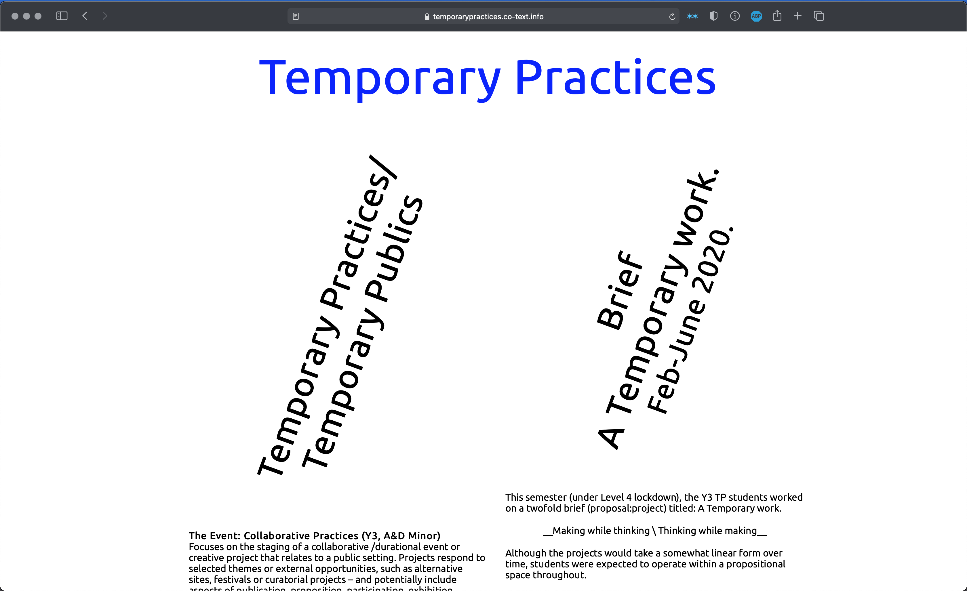 screen shot of website